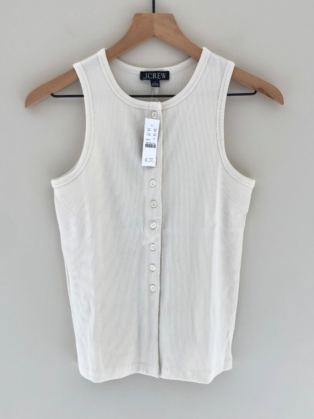 NWT J.Crew Perfect Rib Button-up Shell Top in Pale Ibis